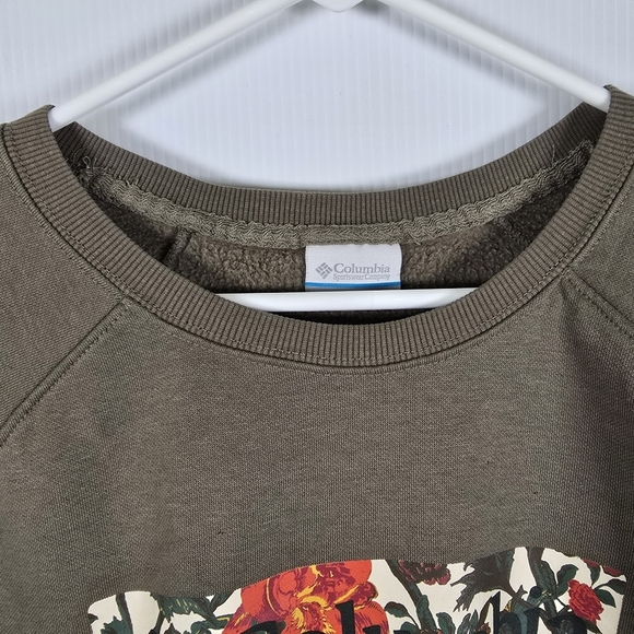 Columbia Womens Olive Green Long Sleeve Sweatshirt Logo Ribbed Cuffs Size XL - Picture 6 of 12